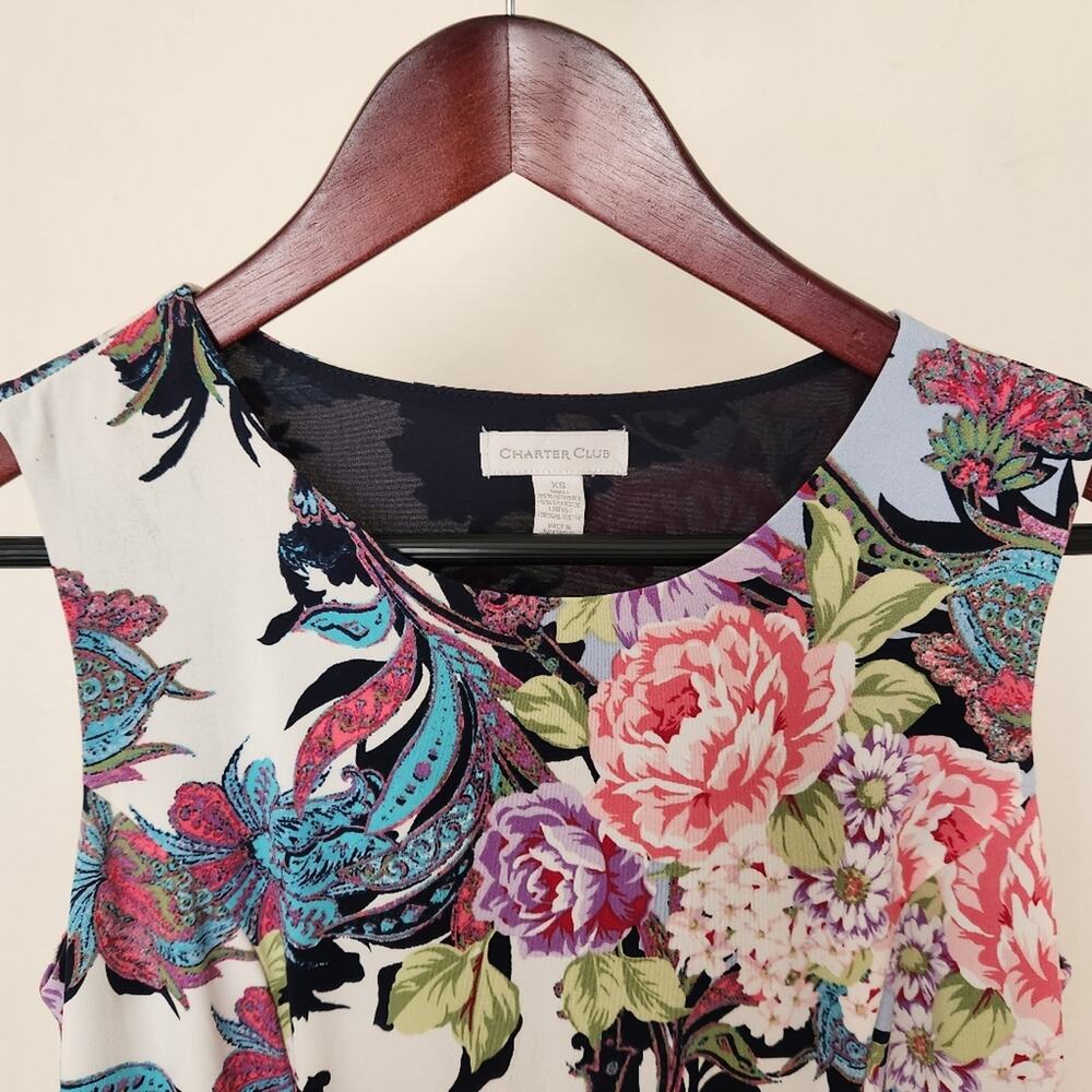 CHARTER CLUB Floral Print Sleeveless Fit & Flare Knee Length Dress Size XS - Picture 6 of 11